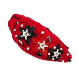 Red/Black Stars-Stones-Pearls Headband